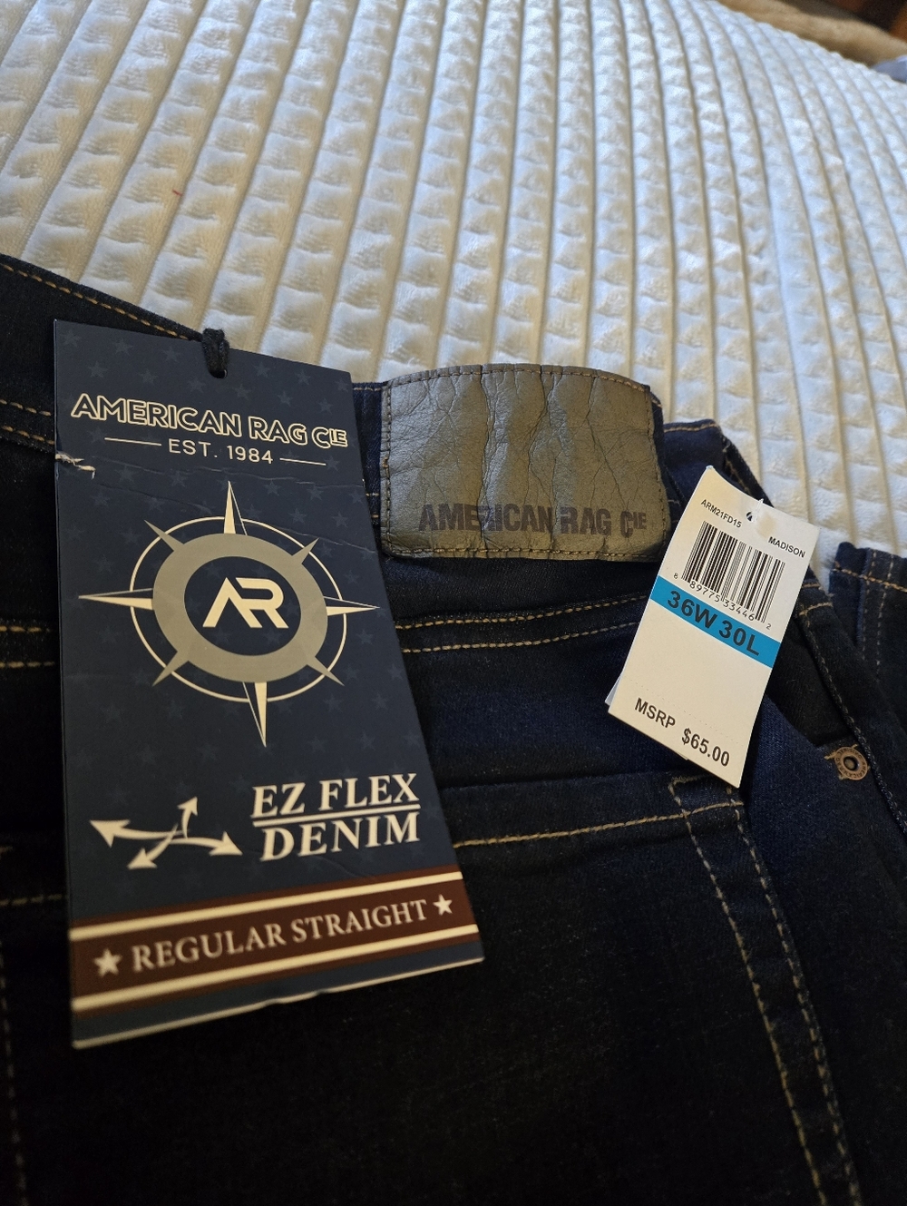 American Rag Men Jeans Straight Dark Blue Denim